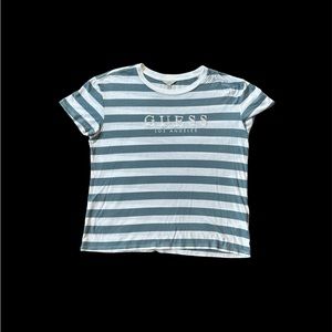 GUESS blue and white striped shirt